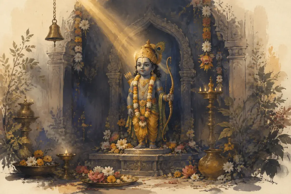 मंदिर में बालरूप श्रीराम के मस्तक तक आती सूर्य की किरण।